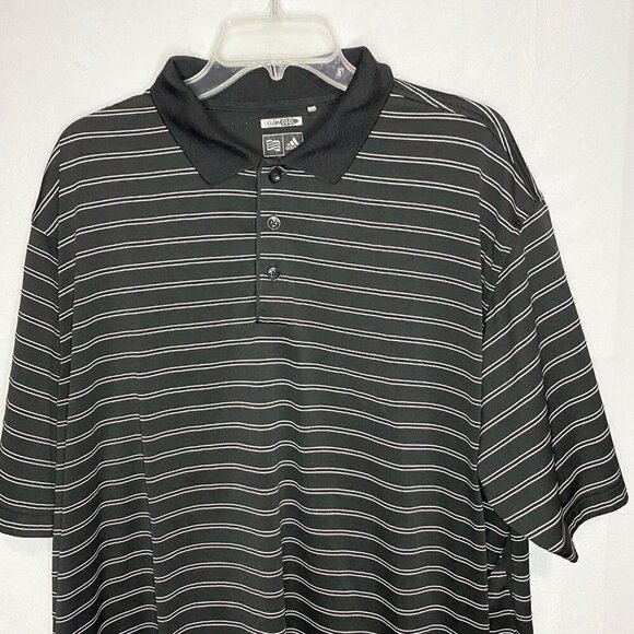 Adidas Clima Cool Golf Polo Shirt Mens XXL Striped Black Short Sleeve - Picture 2 of 3